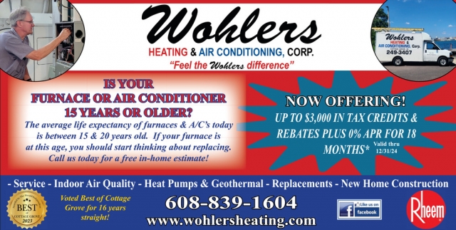 Heating & Air Conditioning, Wohlers Heating & Air Conditioning Corp., Cottage Grove, WI