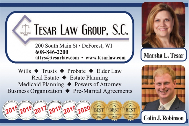 Estate Planning - Wills - Probate - Elder Law, Tesar Law Group, S.C , Deforest, WI