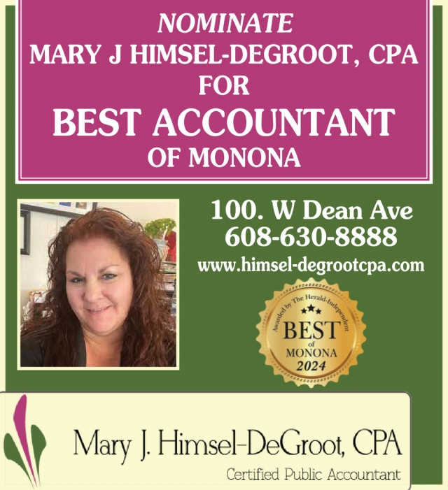 Best Accountant, Mary J. Himsel-DeGroot, CPA, Monona, WI