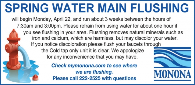 Spring Water Main Flushing, City of Monona, Madison, WI