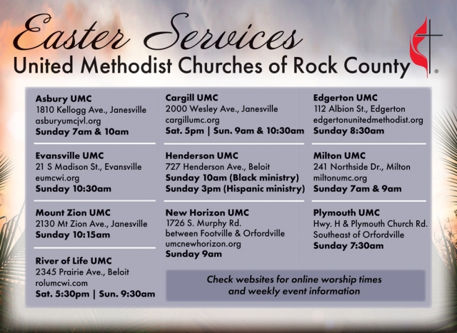 Easter Services, United Methodist Churches of Rock County