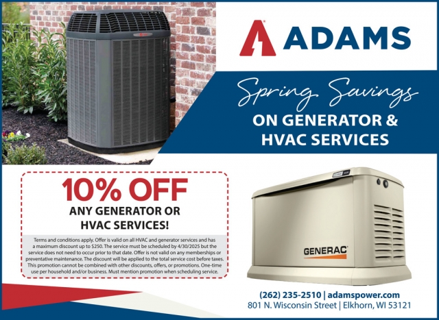 Spring Savings, Adams Heating & Cooling, Elkhorn, WI