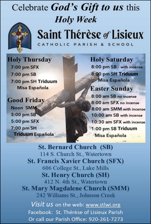Celebrate God's Gift to Us, St. Therese of Lisieux Parish, Watertown, WI