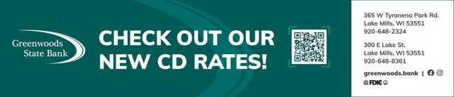 Check out Our New Cd Rates!, Greenwoods State Bank, Burlington, WI
