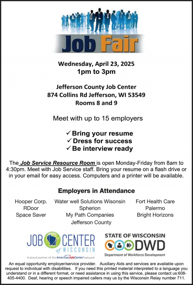 Employers in Attendance, Job Fair (April 23, 2025)