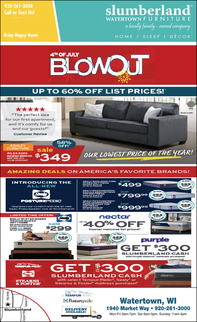 4th of July Blowout, Slumberland Furniture - Watertown, Watertown, WI