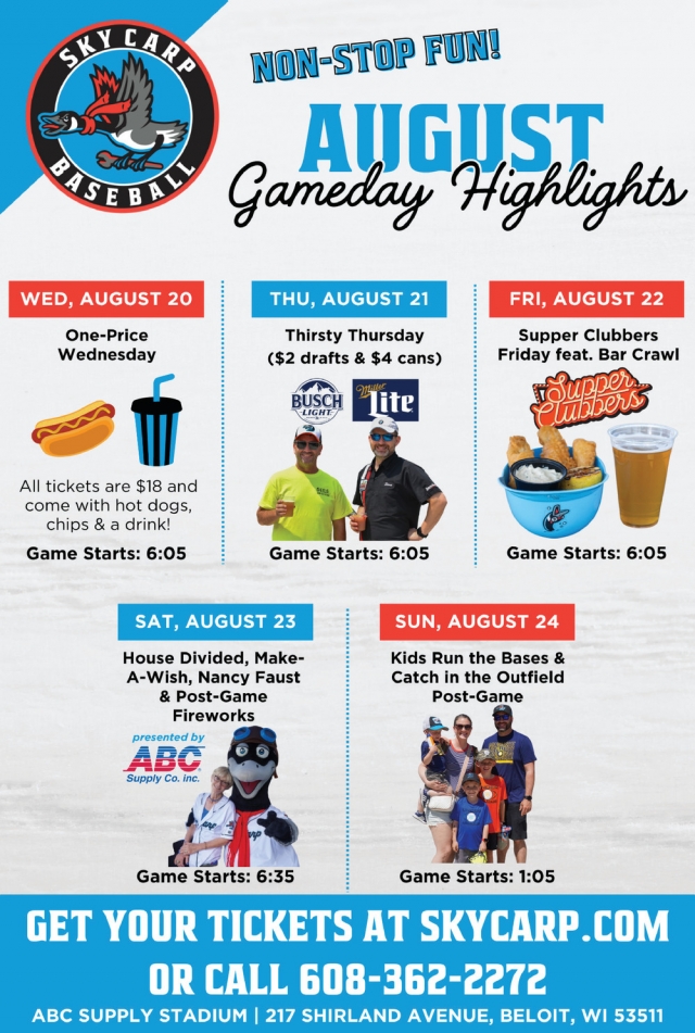 August Gameday Highlights!, Beloit Sky Carp