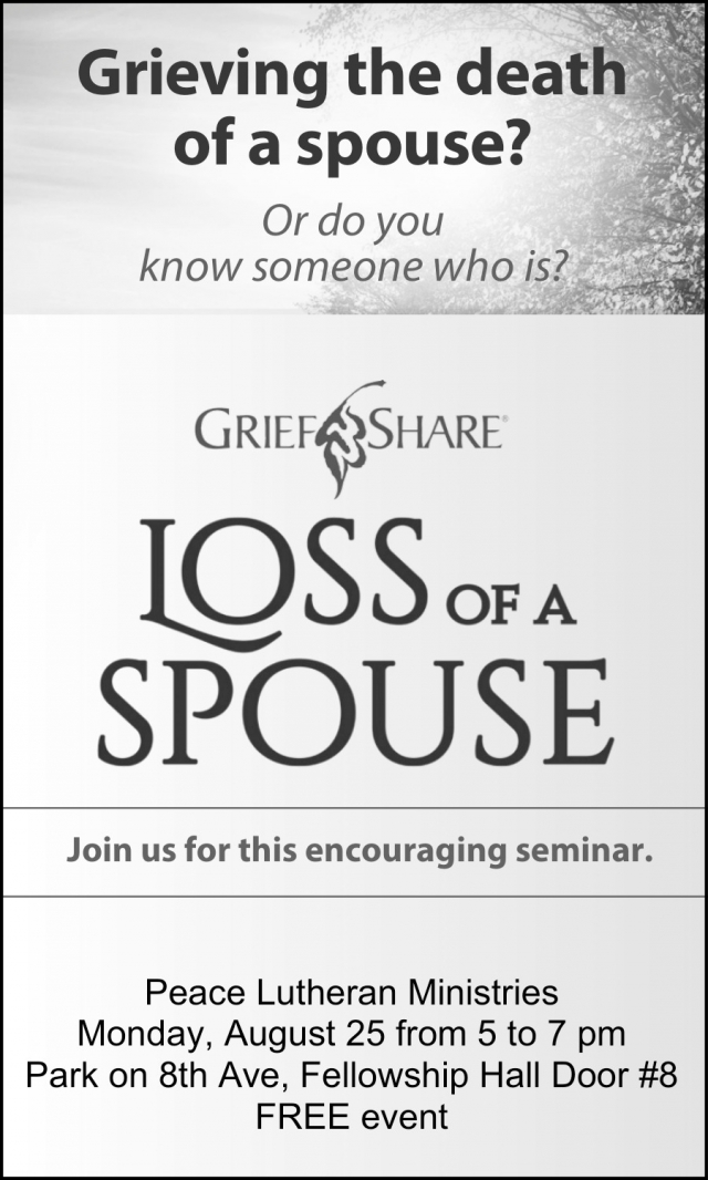 Join Us for This Encouraging Seminar, Griefshare Loss of a Spouse (August 25, 2025)