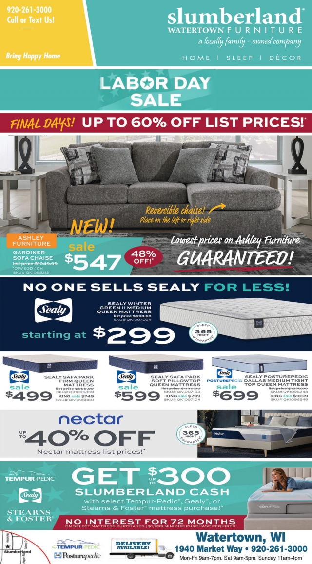 Labor Day Sale, Slumberland Furniture - Watertown, Watertown, WI