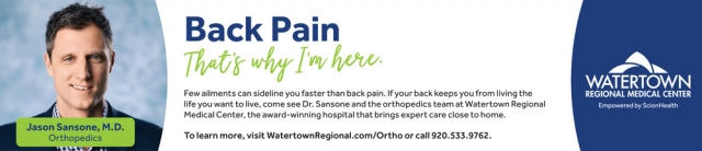 Back Pain, Watertown Regional Medical Center, Watertown, WI