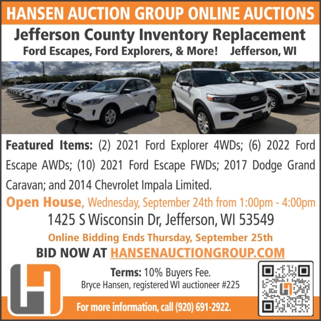 Hansen Auction Group Online Auctions, Hansen Auction Group, Downing, WI