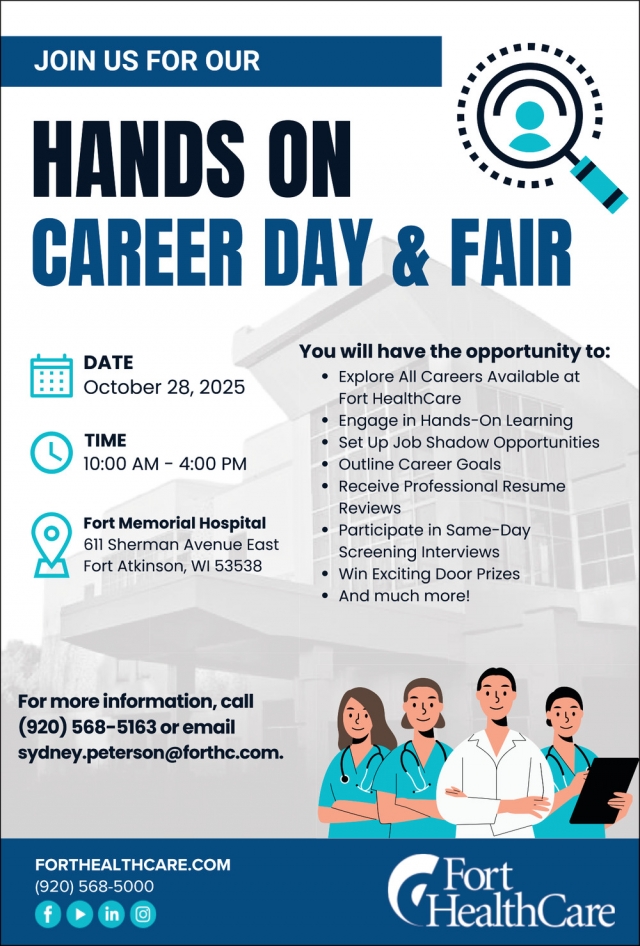 Hands on Career Day & Fair, Fort HealthCare for Health, Fort Atkinson, WI