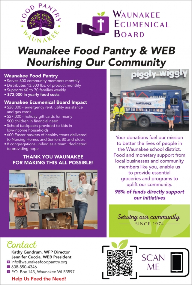 Waunakee Food Pantry & WEB Nourishing Our Community, Food Pantry – Waunakee Ecumenical Board