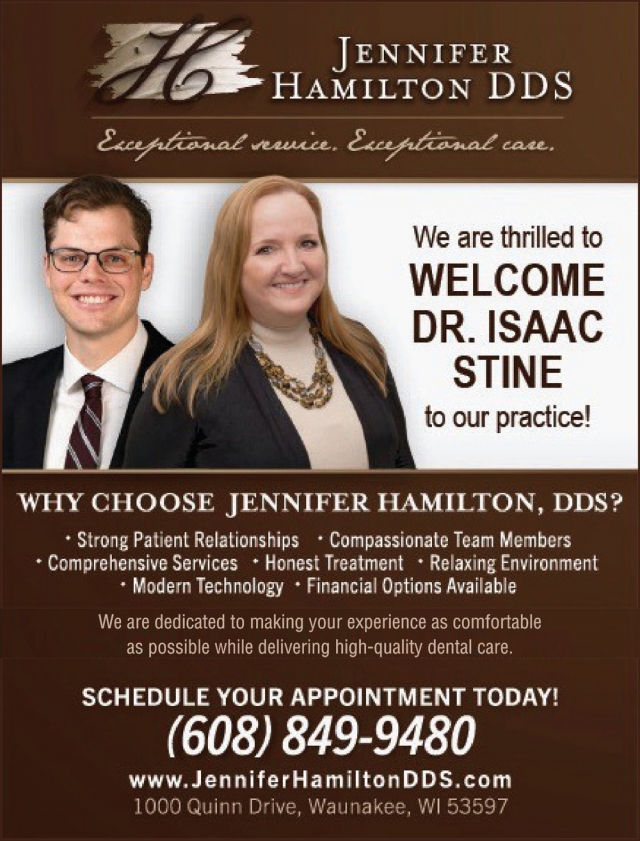 Exceptional Service. Exceptional Care, Jennifer Hamilton, DDS, Waunakee, WI