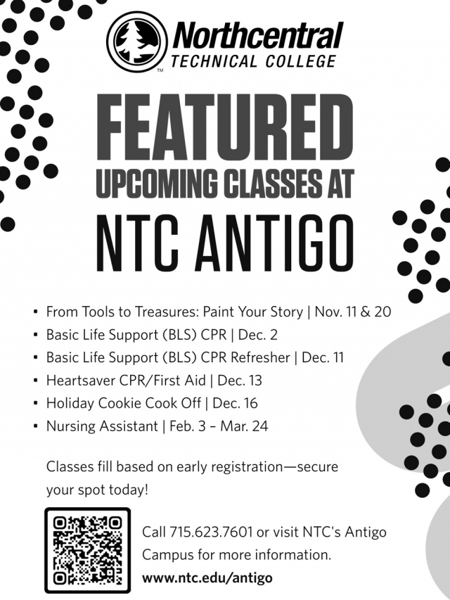 Featured Upcoming Classes, NorthCentral Technical College - Antigo, Antigo, WI