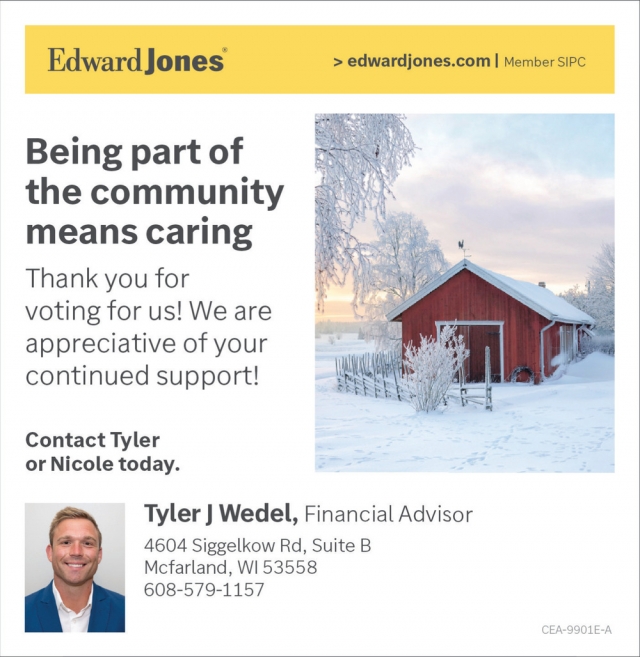 Financial Advisor, Tyler J Wedel - Edward Jones, Mcfarland, WI