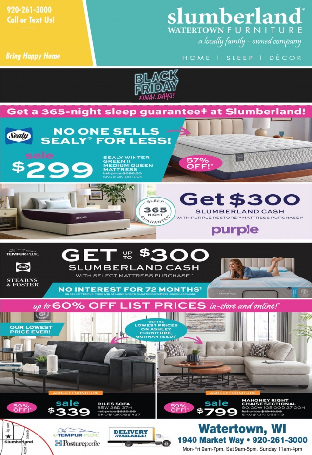 Black Friday Final Days, Slumberland Furniture - Watertown, Watertown, WI