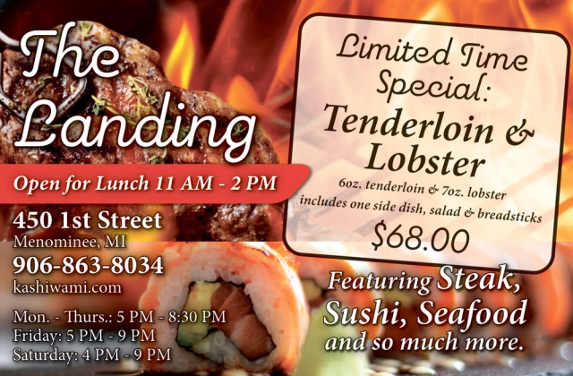 Tenderloin & Lobster, The Landing Restaurant, Menominee, MI