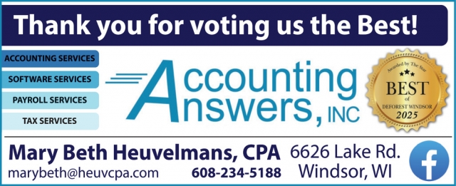 Accounting Services, Accounting Answers, Inc, Windsor, WI