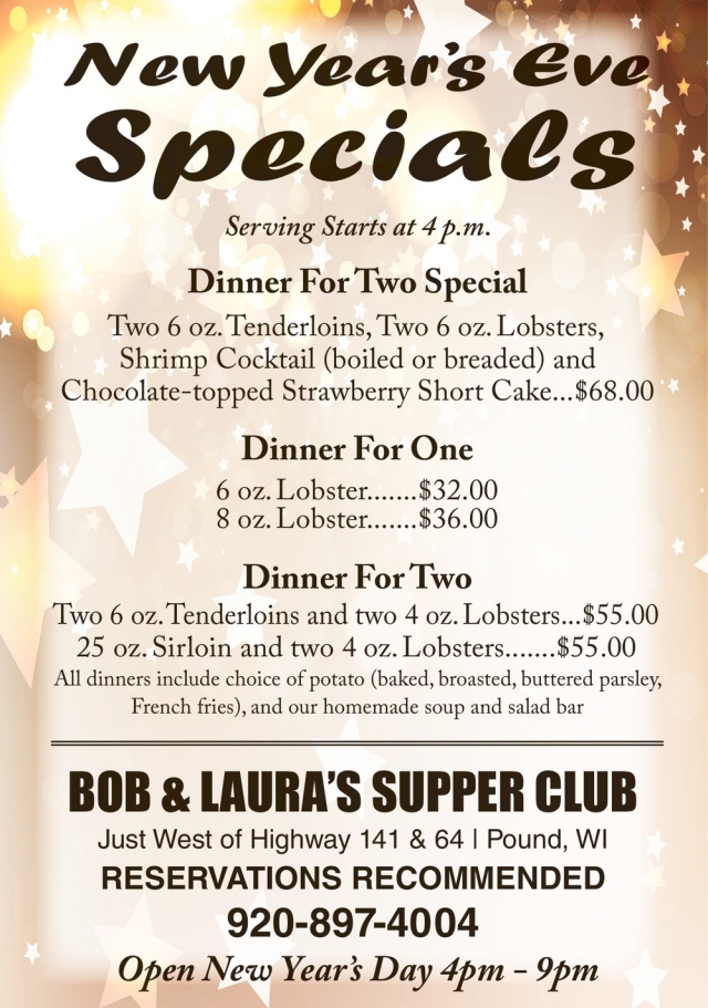 New Year's Eve Specials, Bob & Laura's Supper Club