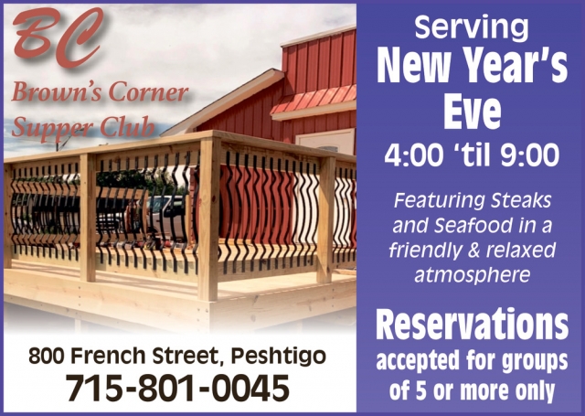 Serving New Year's Eve, Brown's Corner Supper Club, Peshtigo, WI