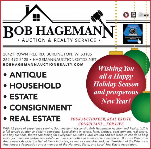 Auction & Realty Service, Bob Hagemann Auction & Realty Service, Burlington, WI
