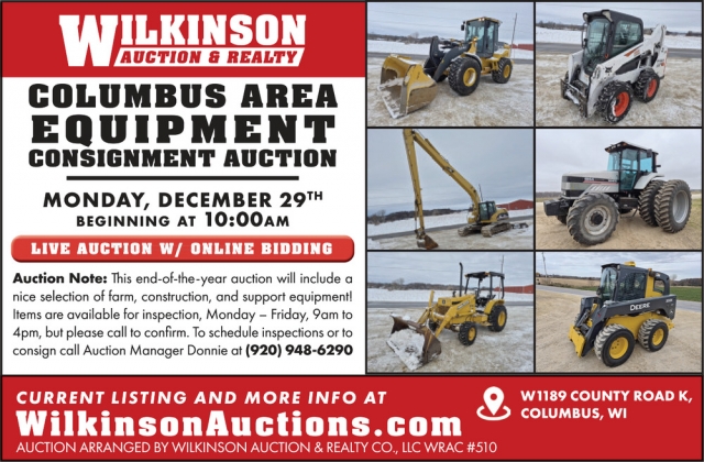 Columbus Area Equipment Consignment Auction, Wilkinson Auctions, Muscoda, WI