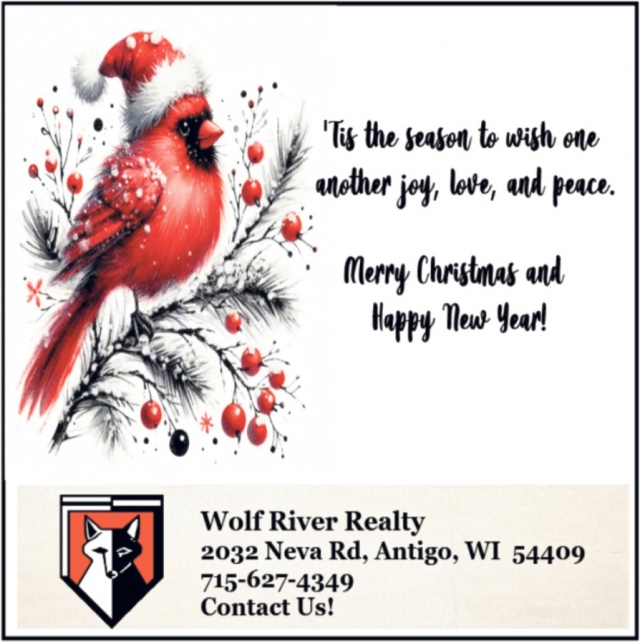Merry Christmas, Wolf River Realty, Antigo, WI