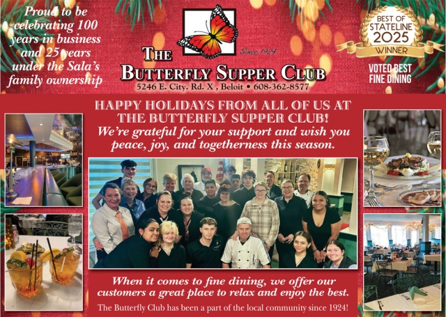 Happy Holidays, The Butterfly Supper Club, Beloit, WI