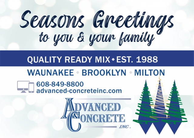 Seasons Greetings to You & Your Family, Advanced Concrete, Inc, Brooklyn, WI