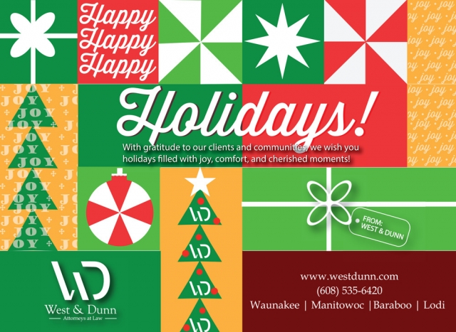 Happy Holidays!, West & Dunn, Waunakee, WI