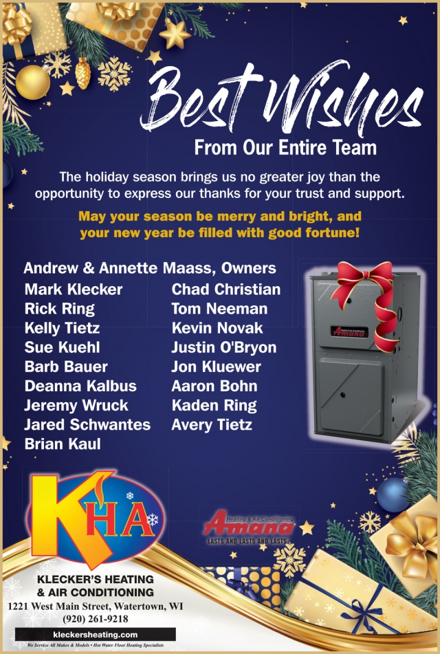 Heating & Air Conditioning Services, Klecker's Heating & Air Conditioning, Watertown, WI