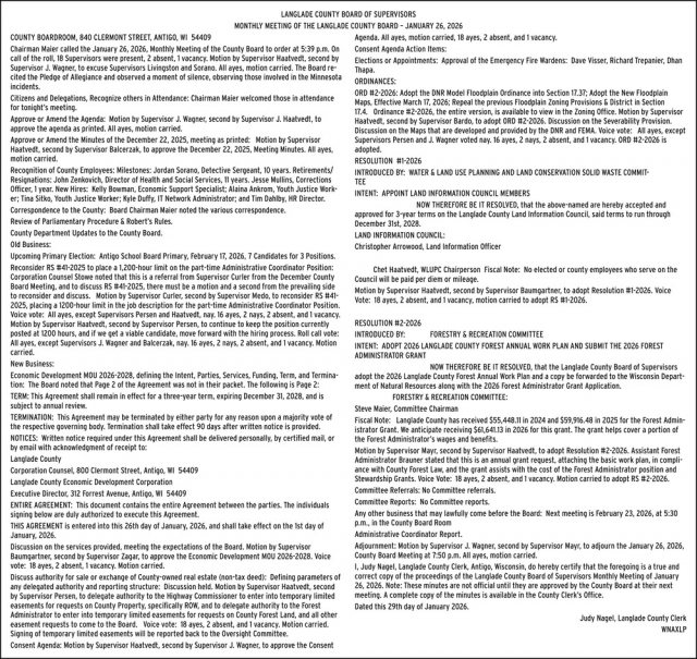 Monthly Meeting, Langlade County