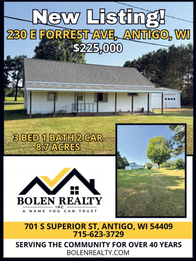 New Listing!, Bolen Realty, Antigo, WI