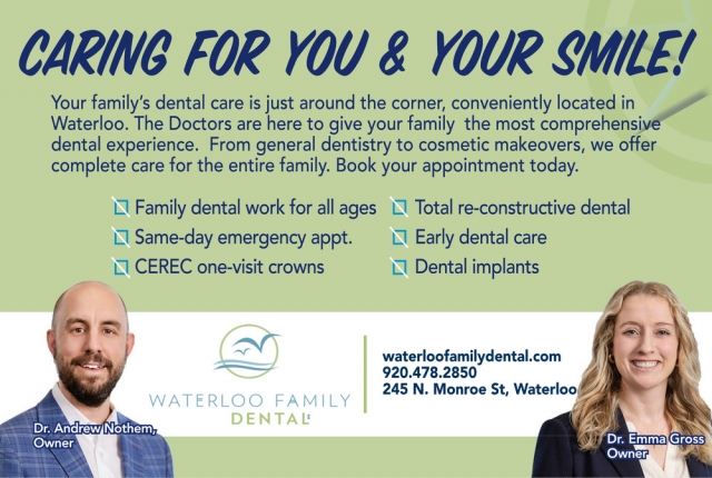 Caring for You & Your Smile!, Waterloo Family Dental, Waterloo, WI