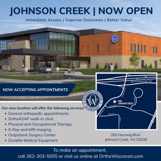 Now Accepting Appointments, Orthopaedic Associates of Wisconsin