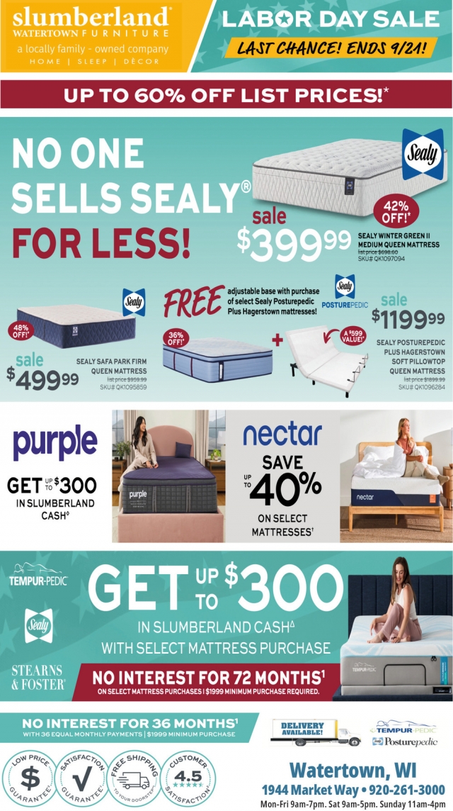 Labor Day Sale, Slumberland Furniture - Watertown, Watertown, WI
