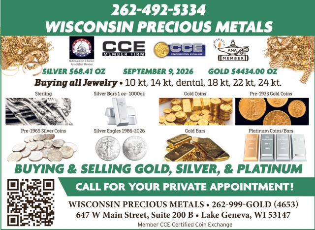 Buying & Selling Gold, Silver, & Platinum, Wisconsin Precious Metals Refinishing Services, Lake Geneva, WI