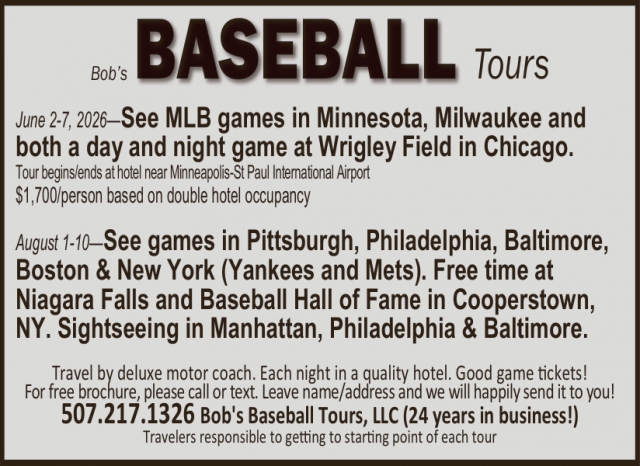 See MLB Games, Bob's Baseball Tours, LLC