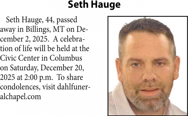 Seth Hauge, Obituaries, Glendive, MT