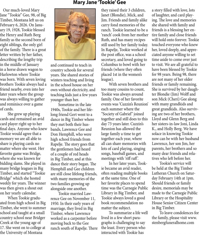 Henry A. Rate, Obituaries, Glendive, MT