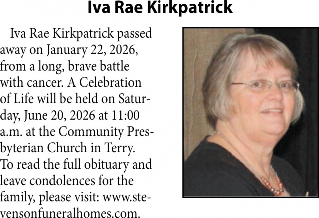 iva Rae Kirkpatrick, Obituaries, Glendive, MT