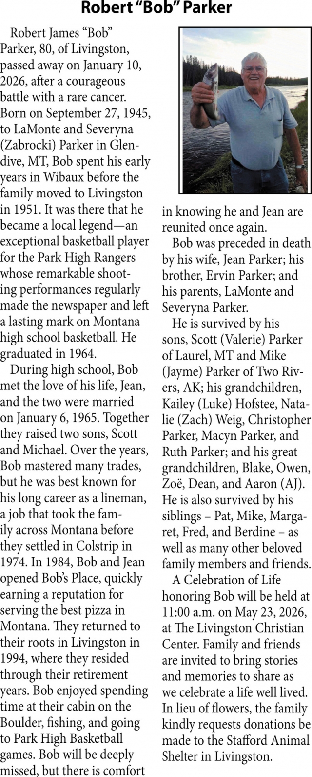 Robert Parker, Obituaries, Glendive, MT