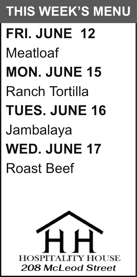This Week's Menu, Hospitality House, Big Timber, MT