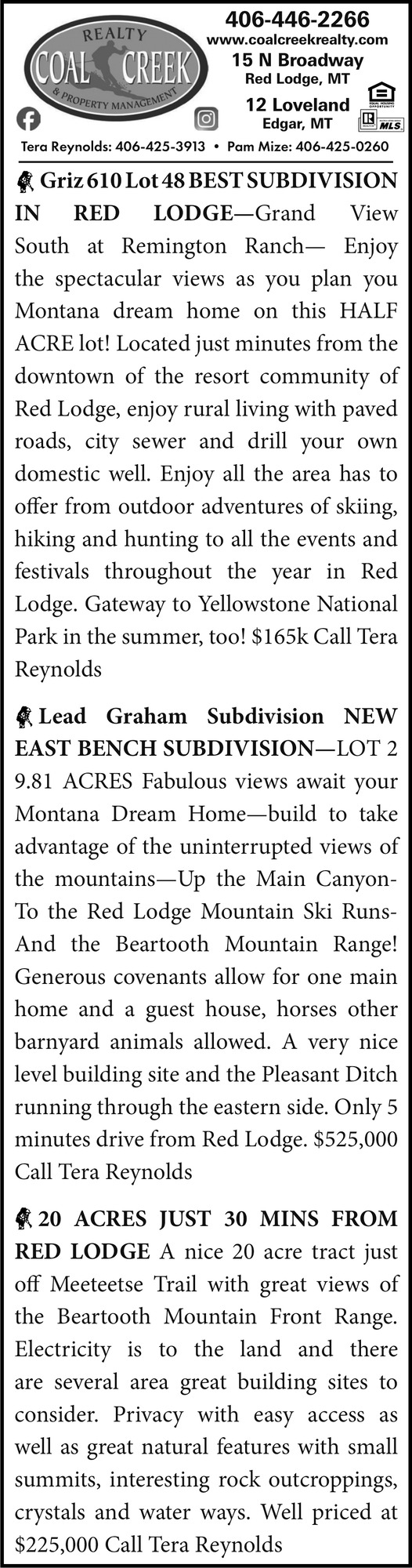Build Your Dream Home Here, Coal Creek Realty & Property Management, Edgar, MT