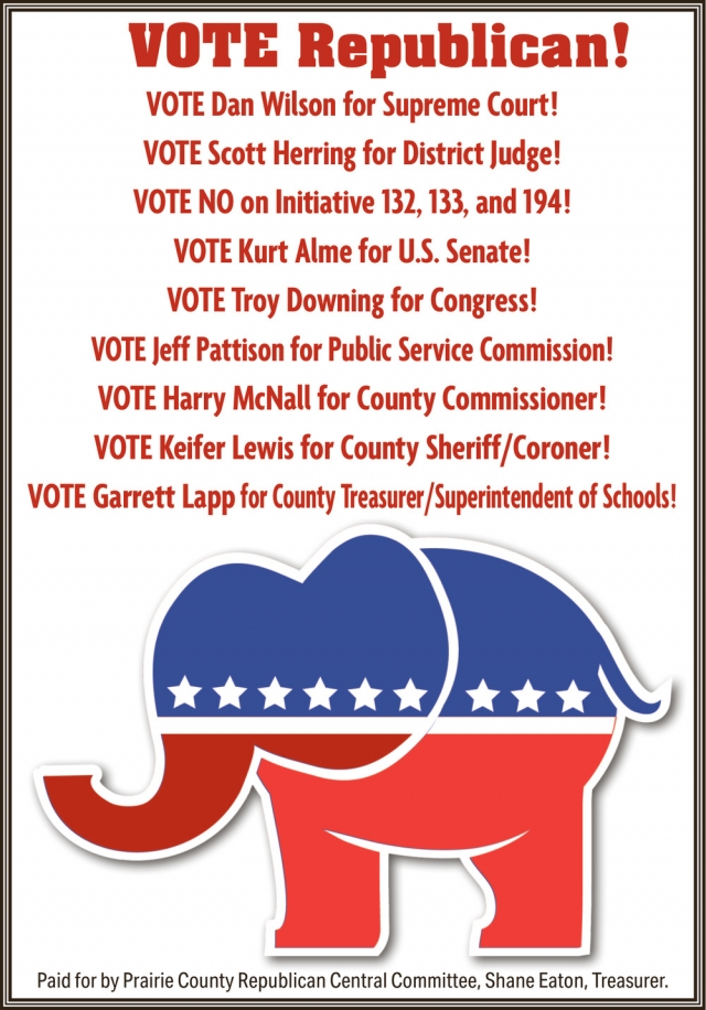 Vote Republican!, Prairie County Republican Central Committee - Montana Department of Revenue