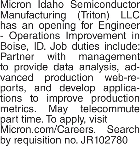 Engineer - Operations Improvement