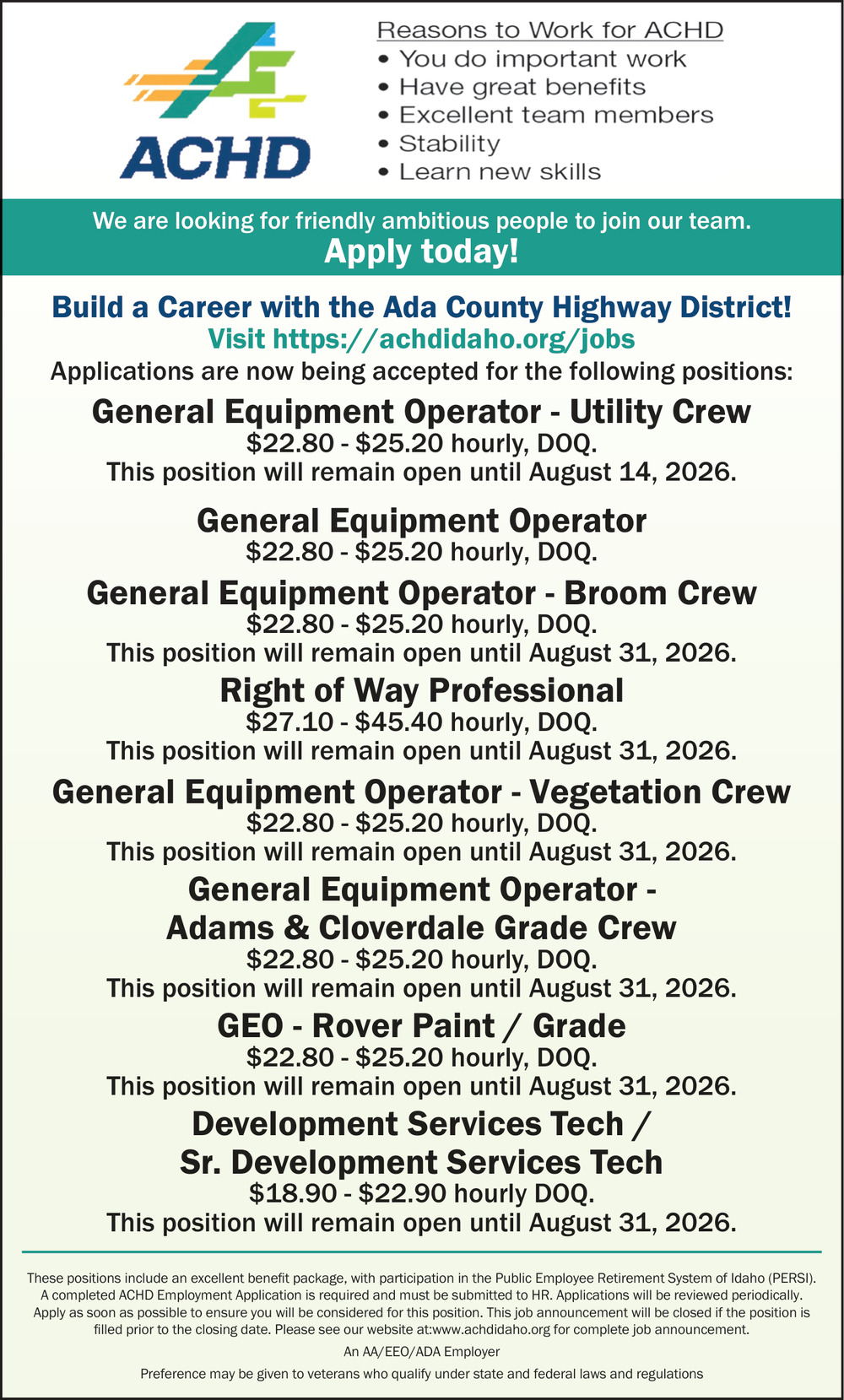 General Equipment Operator - Utility Crew