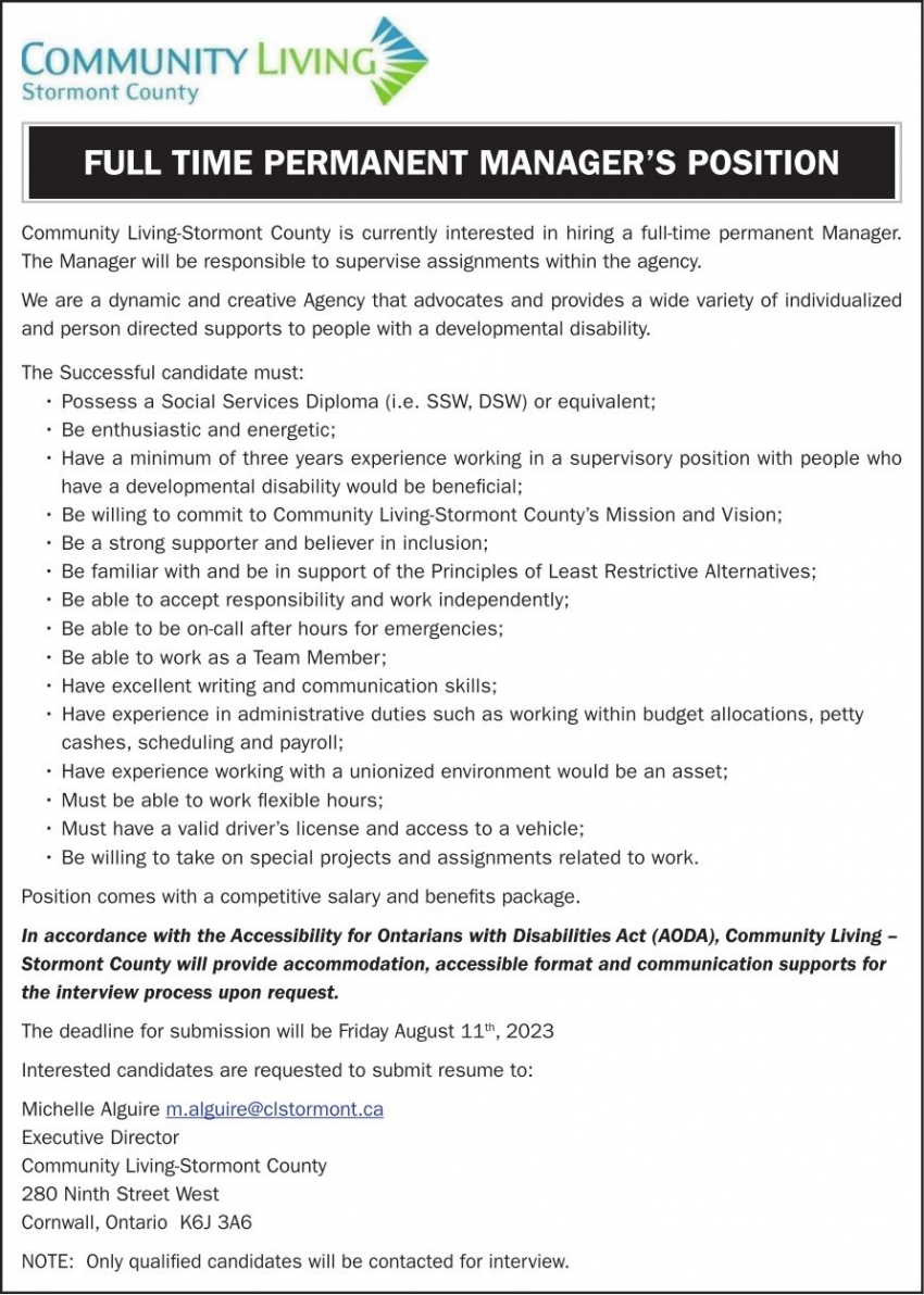 Jobs in Cornwall Ontario